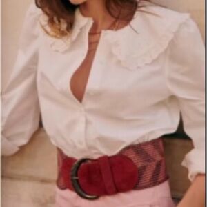Alexia Shirt - Sézane White Collared Blouse- NWT- 100% Cotton